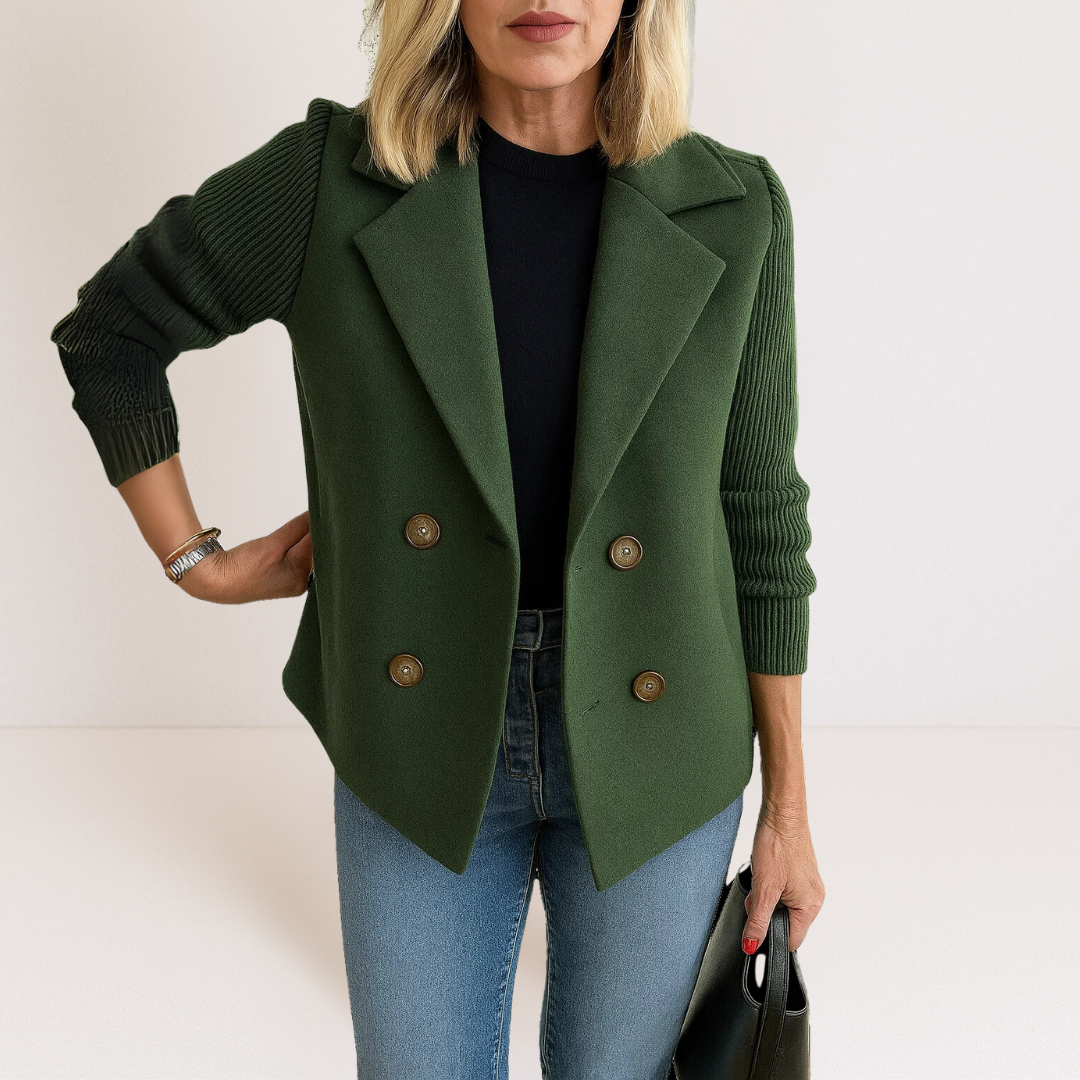 Martine™ - Elegancka Kurtka z Dzianinowymi Rękawami