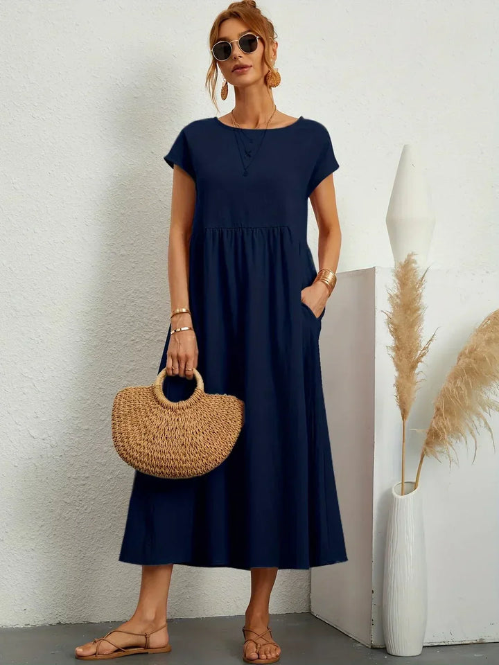 Gabrielle™ — Elegancka, midi sukienka o swobodnym kroju