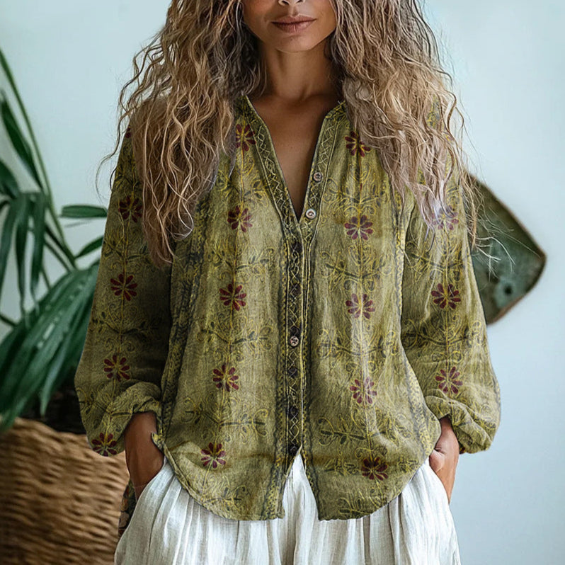 Zofira – Bluzka w liście vintage